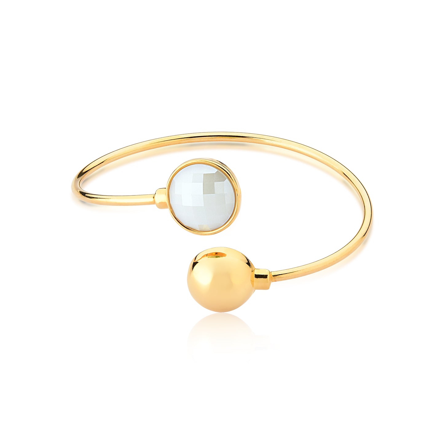 Possebon Joias Brazalete, Piedra Natural Porcelana Perlada, Brass Gold Plated