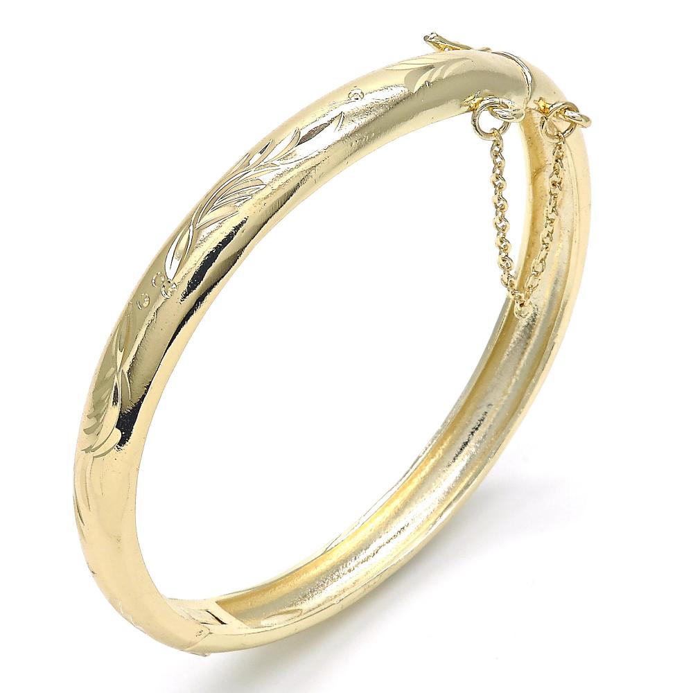 Pulsera Bangle, Relieve "X", Gold Filled 8mm