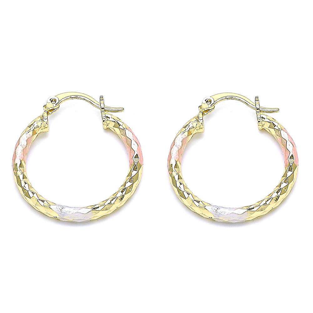 Small Hoop Tricolor Gold Filled Diamond Cutting Finish