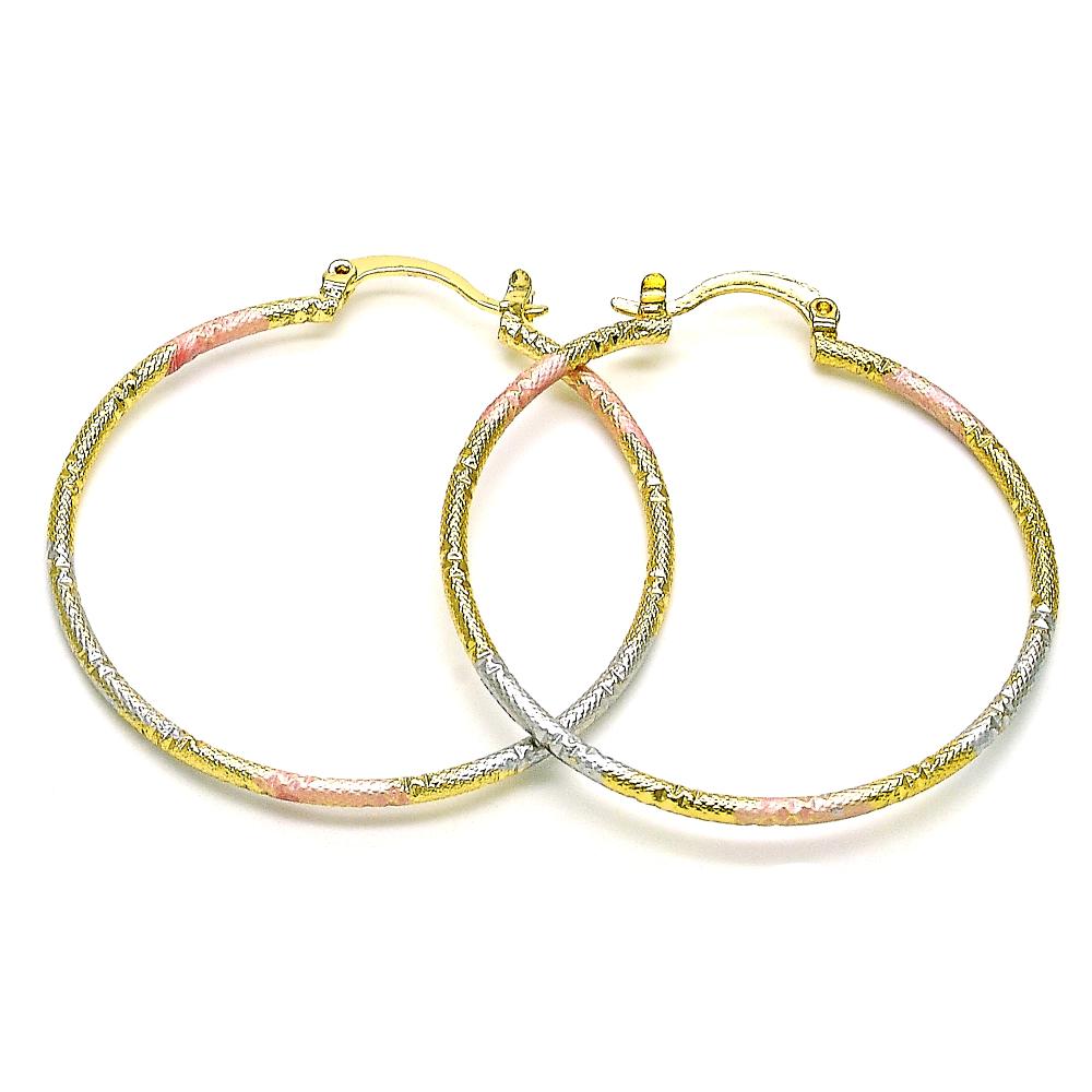 Pantallas Hoops Finas Tri-Color, Gold Filled