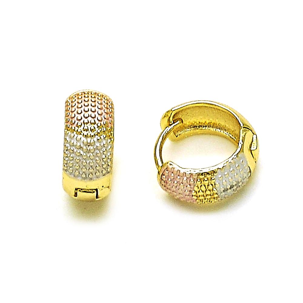 Huggies Tricolor Small, Micro Pave, Gold Filled
