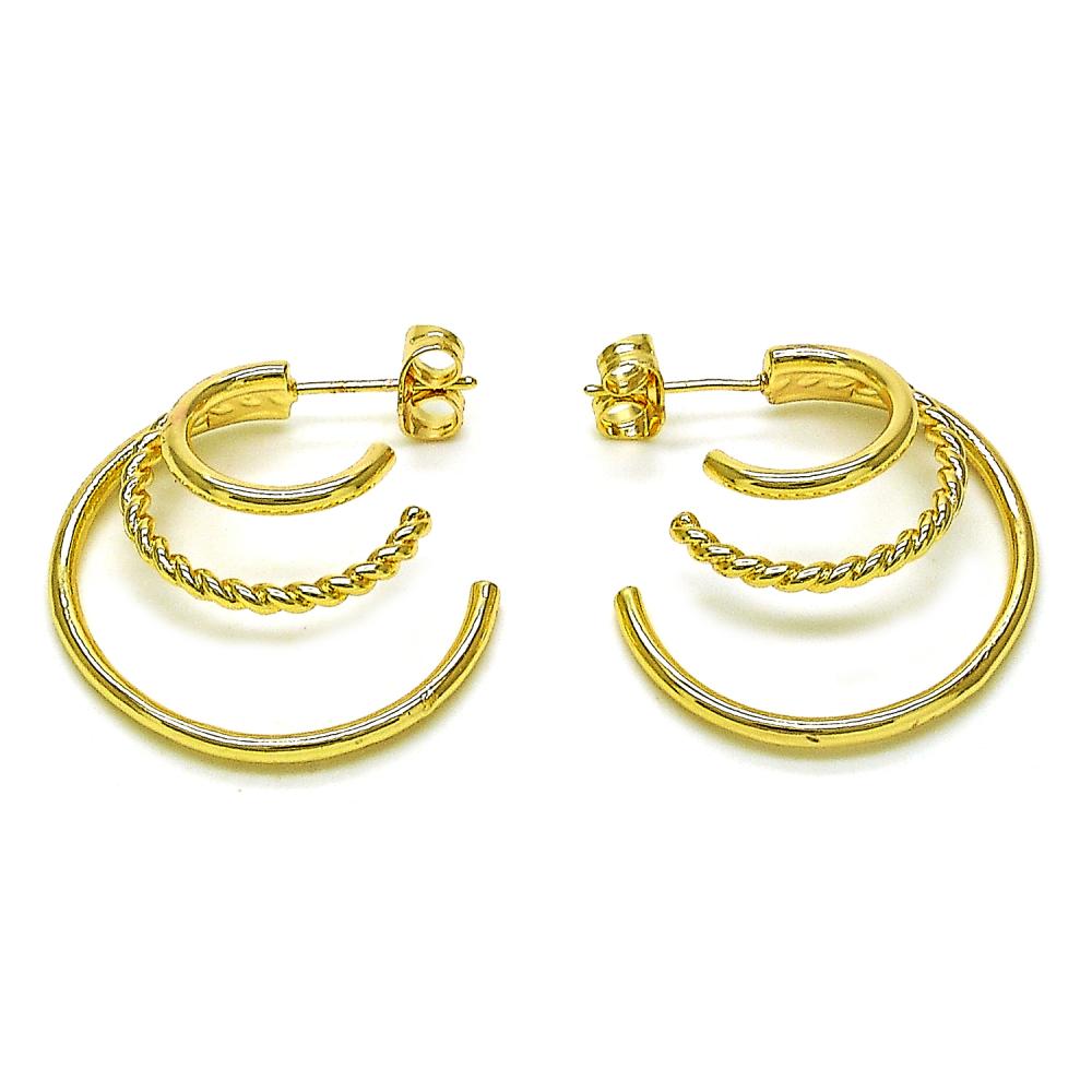 Pantallas Argollas Diseño Trio, Gold Filled