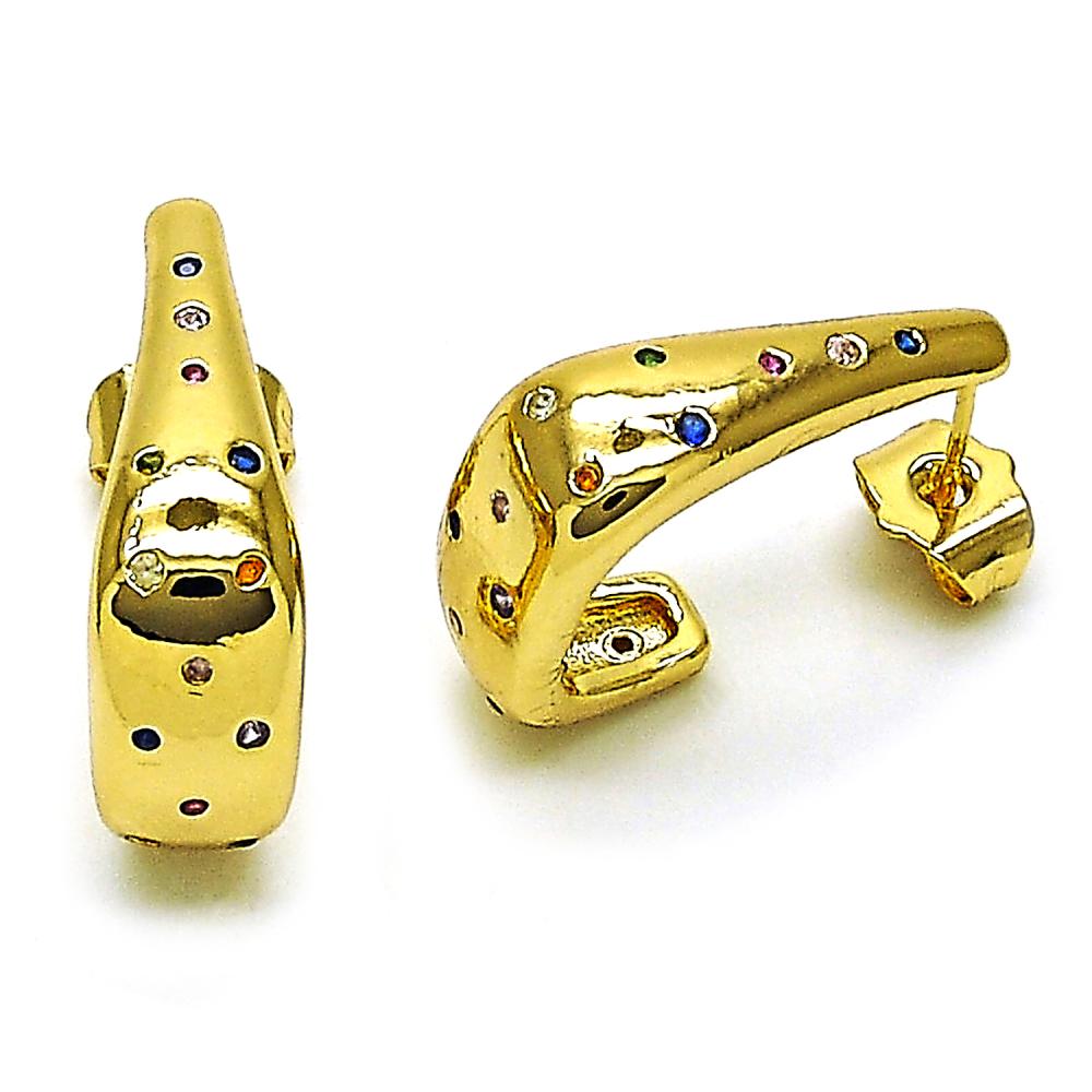 Pantallas Ovaladas, Zirconias Bezel Multicolor, Gold Filled, Cierre "Pushback"