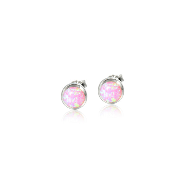 Pink Opal Stud Earrings