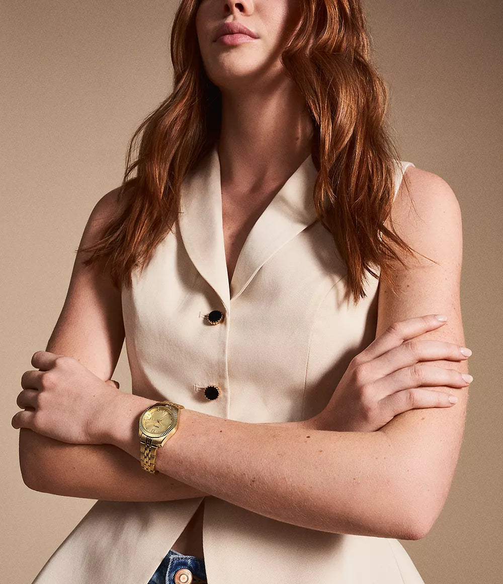Scarlette Three-Hand Date Gold-Tone Stainless Steel Watch