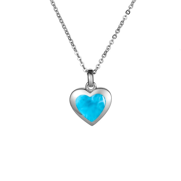 Larimar Silver Heart Charm Necklace