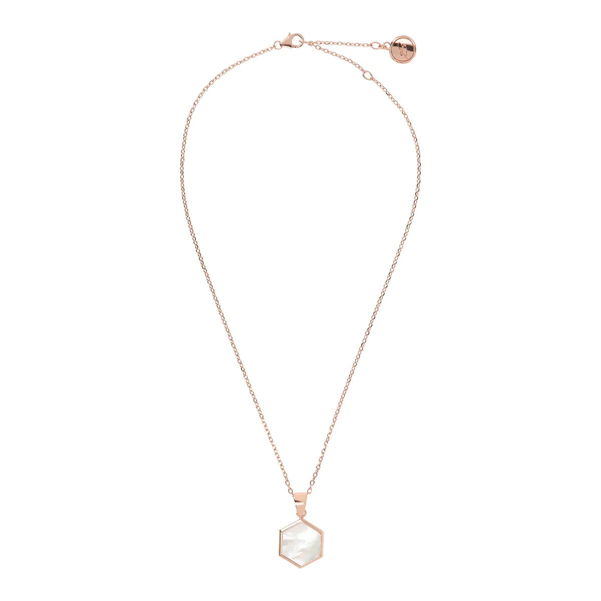 Forzatina Chain Necklace with Small Hexagon Pendant in Natural Stone