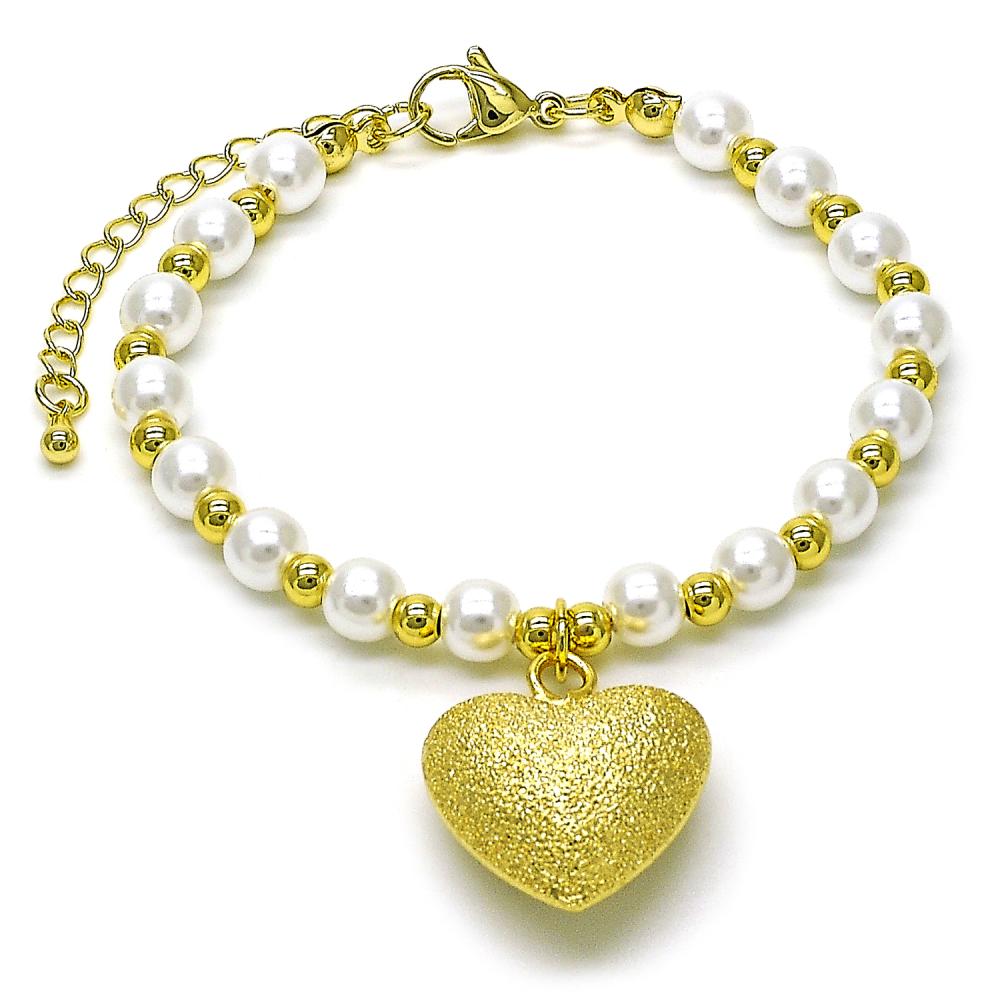 Pulsera perlas y corazón