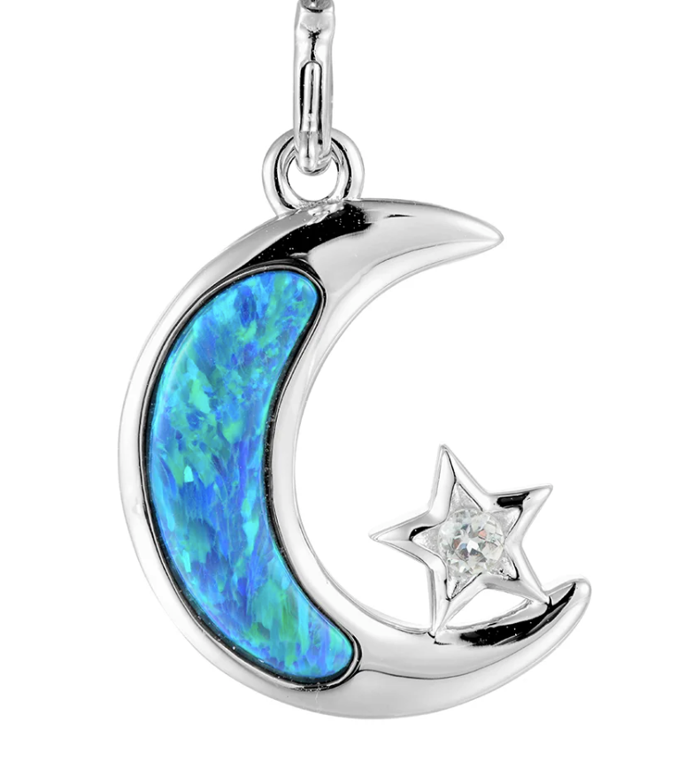 Star & Moon Opal Charm
