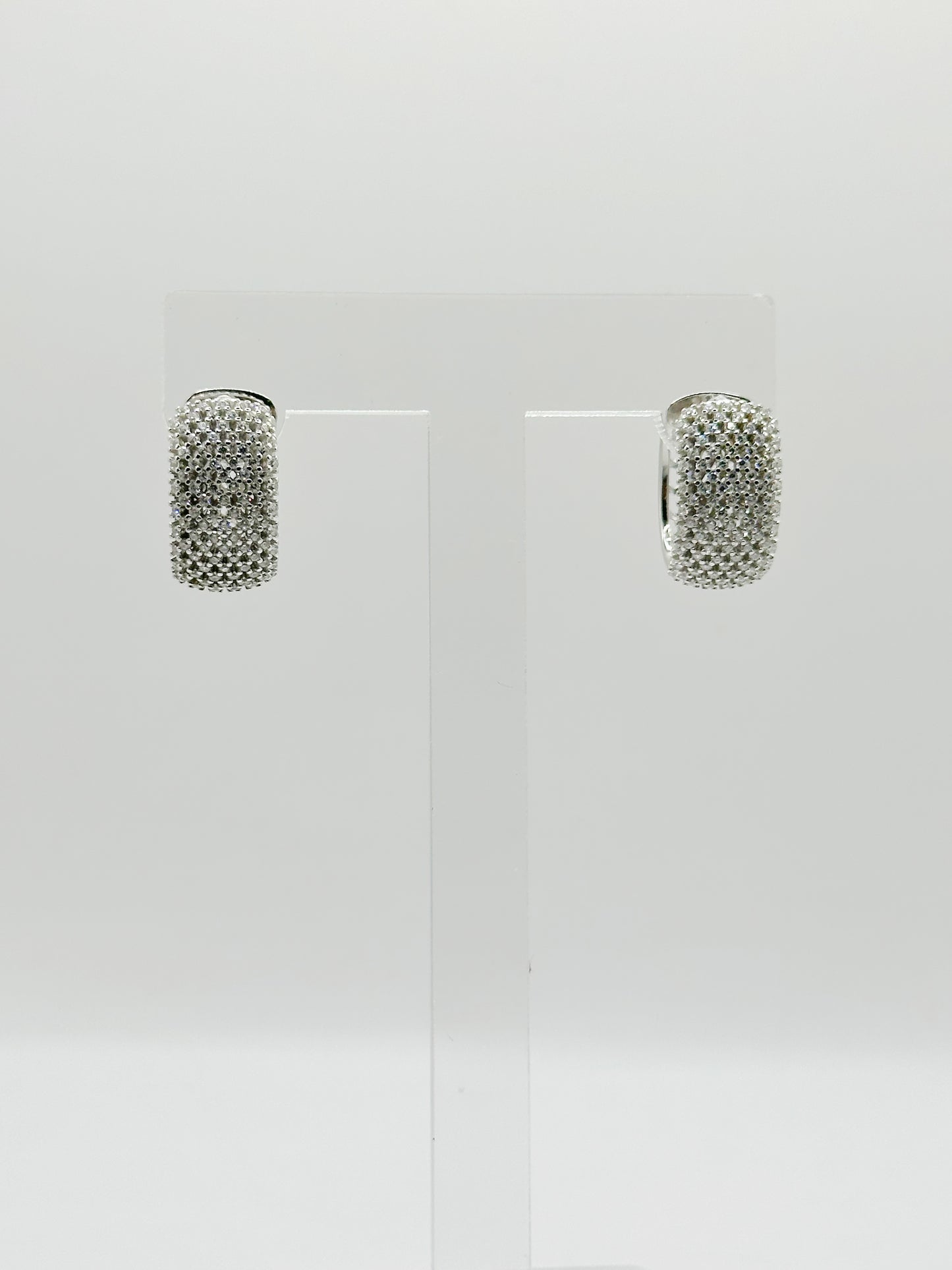 Pantallas Hoops Ovaladas, White Zirconia, 20mm, Plata 925