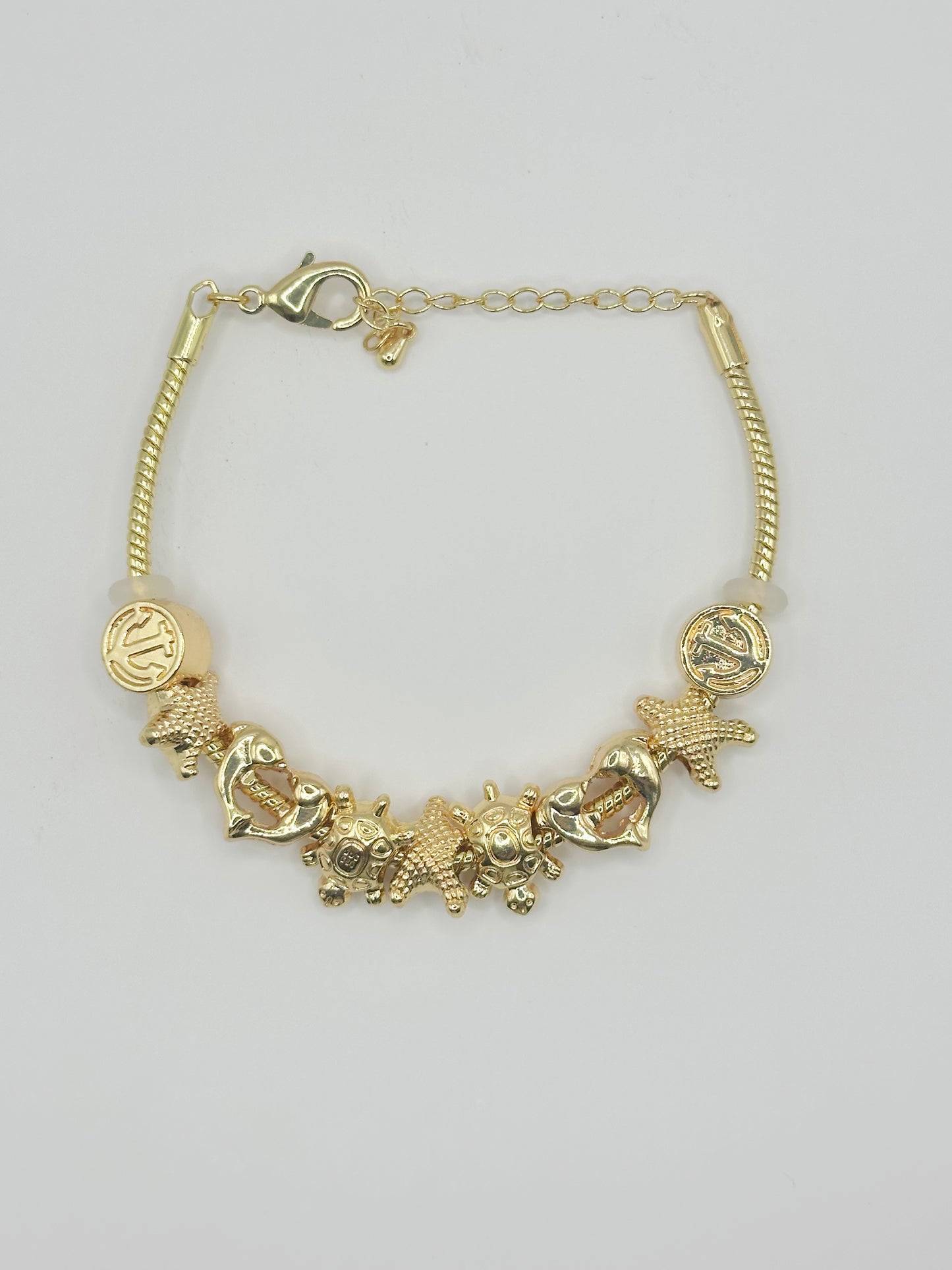 Starfish and Turtle Charm Bracelet Gold Filled
