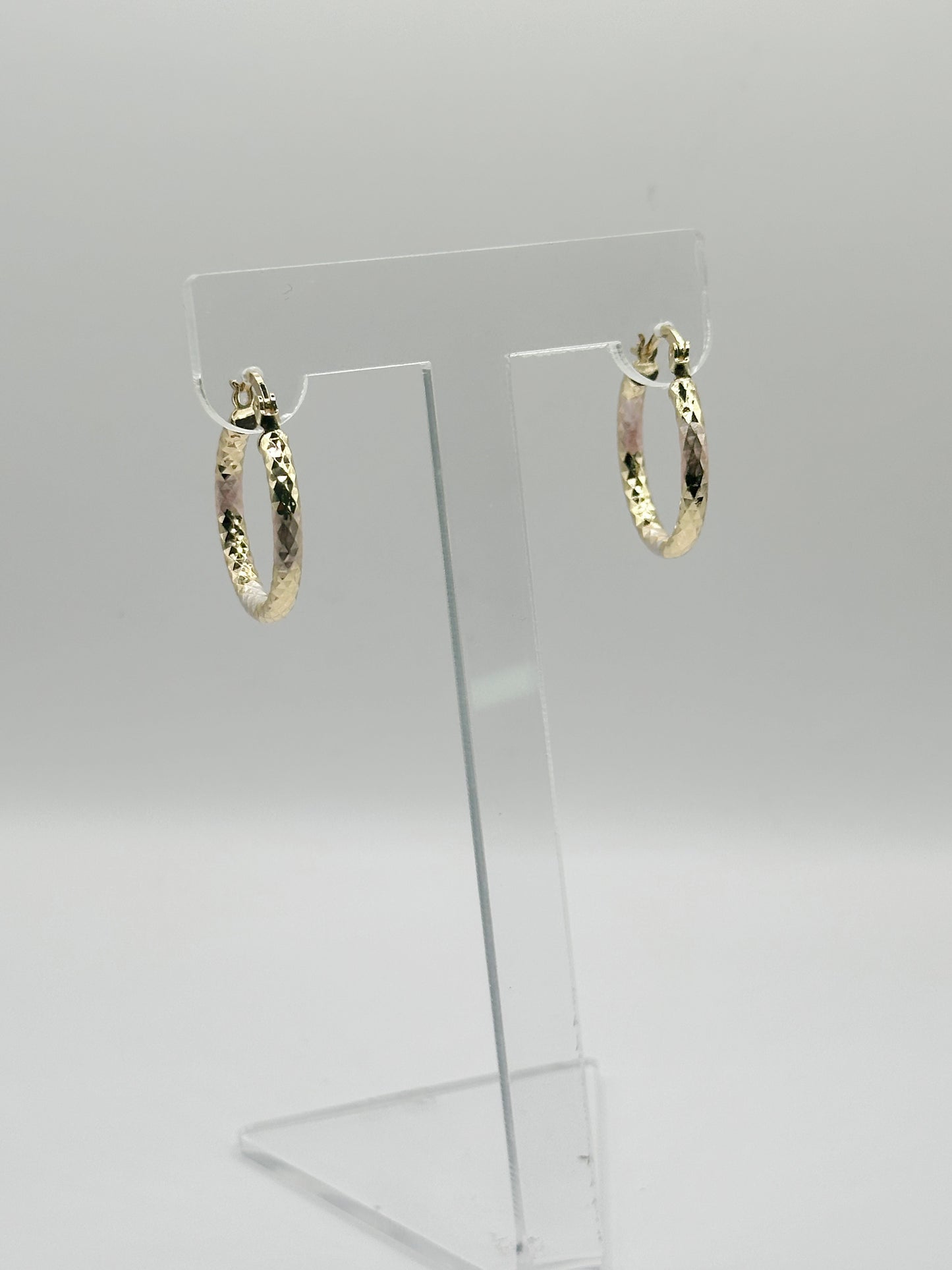 Small Hoop Tricolor Gold Filled Diamond Cutting Finish