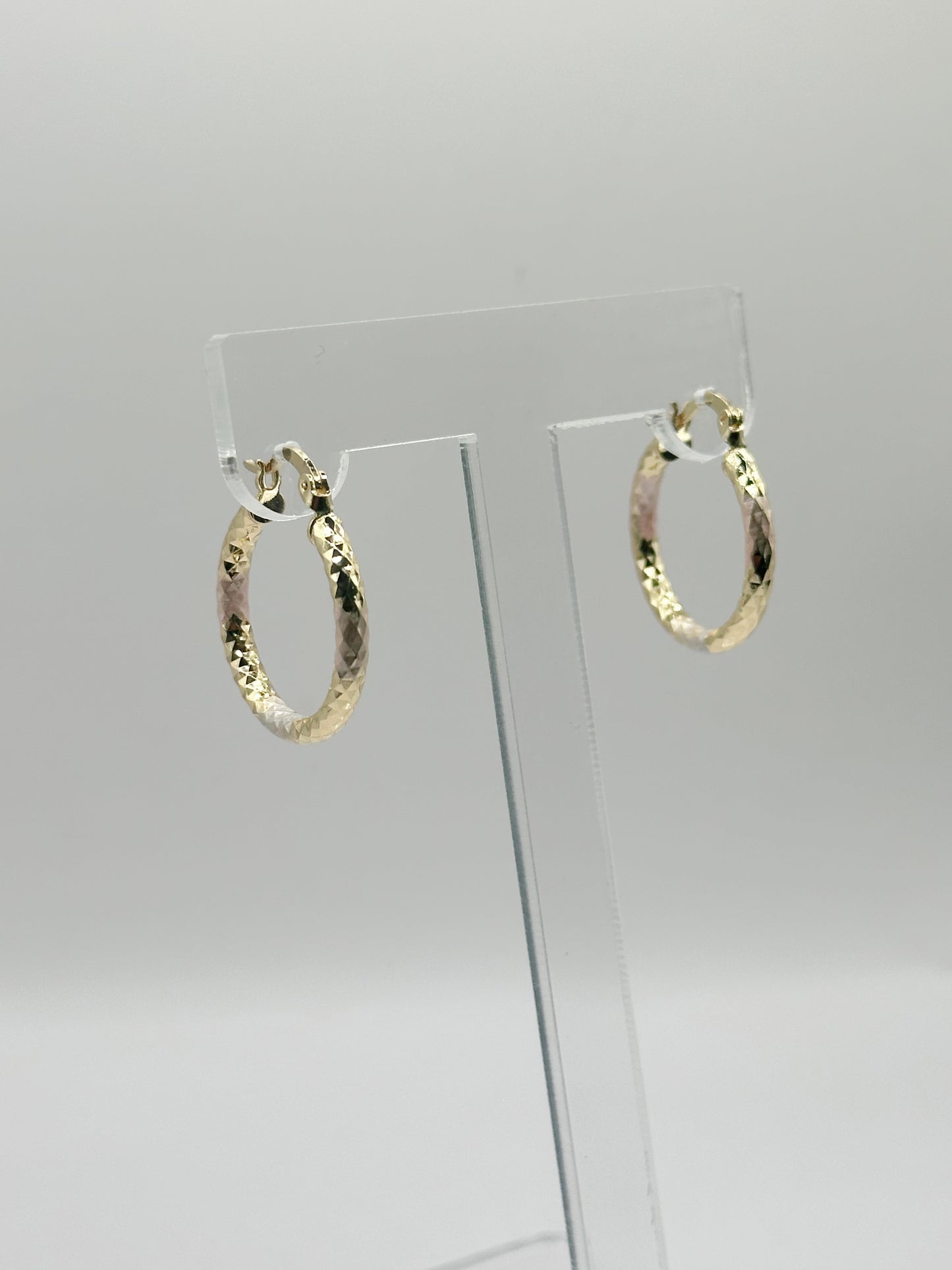 Small Hoop Tricolor Gold Filled Diamond Cutting Finish