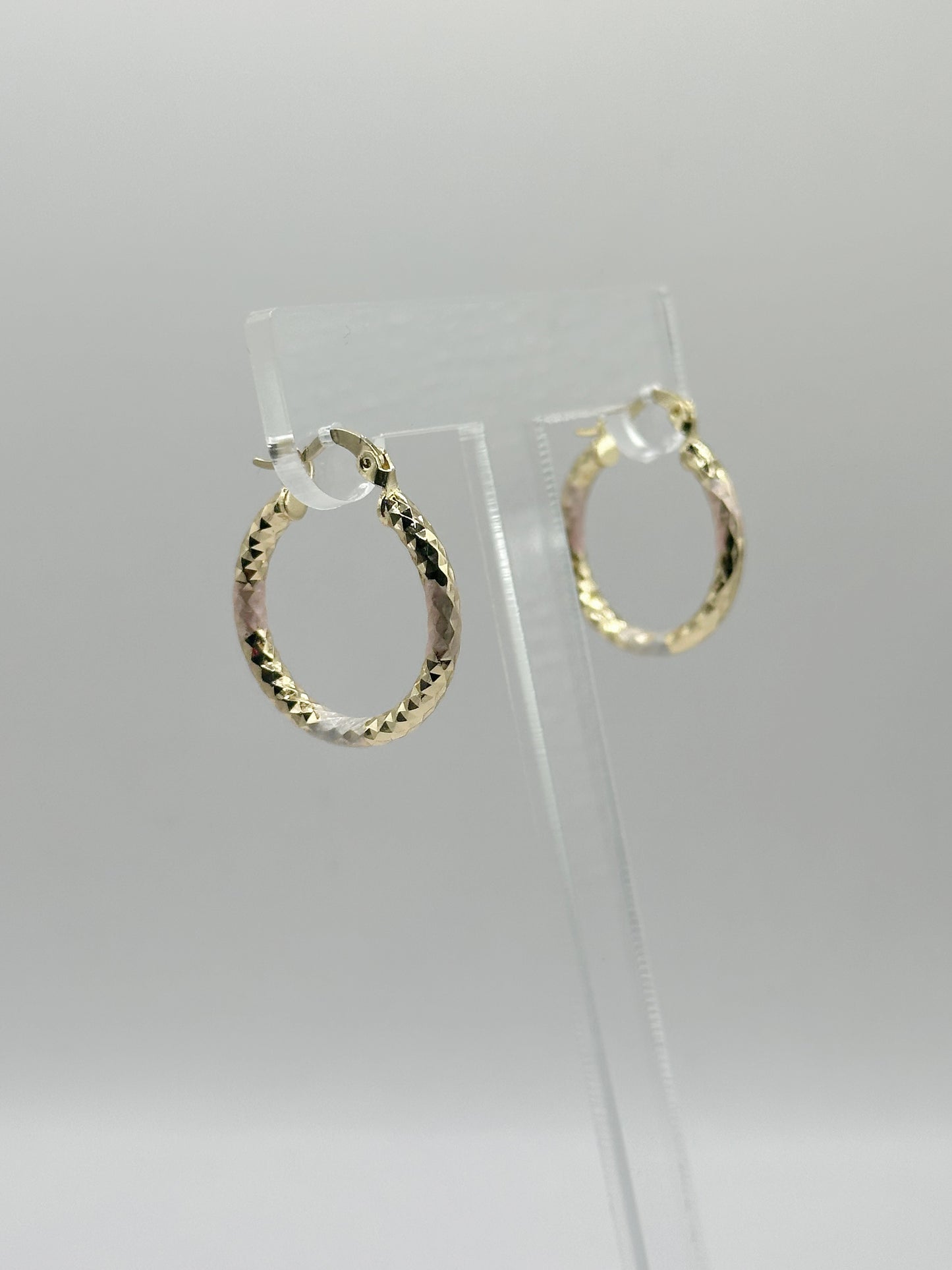 Small Hoop Tricolor Gold Filled Diamond Cutting Finish