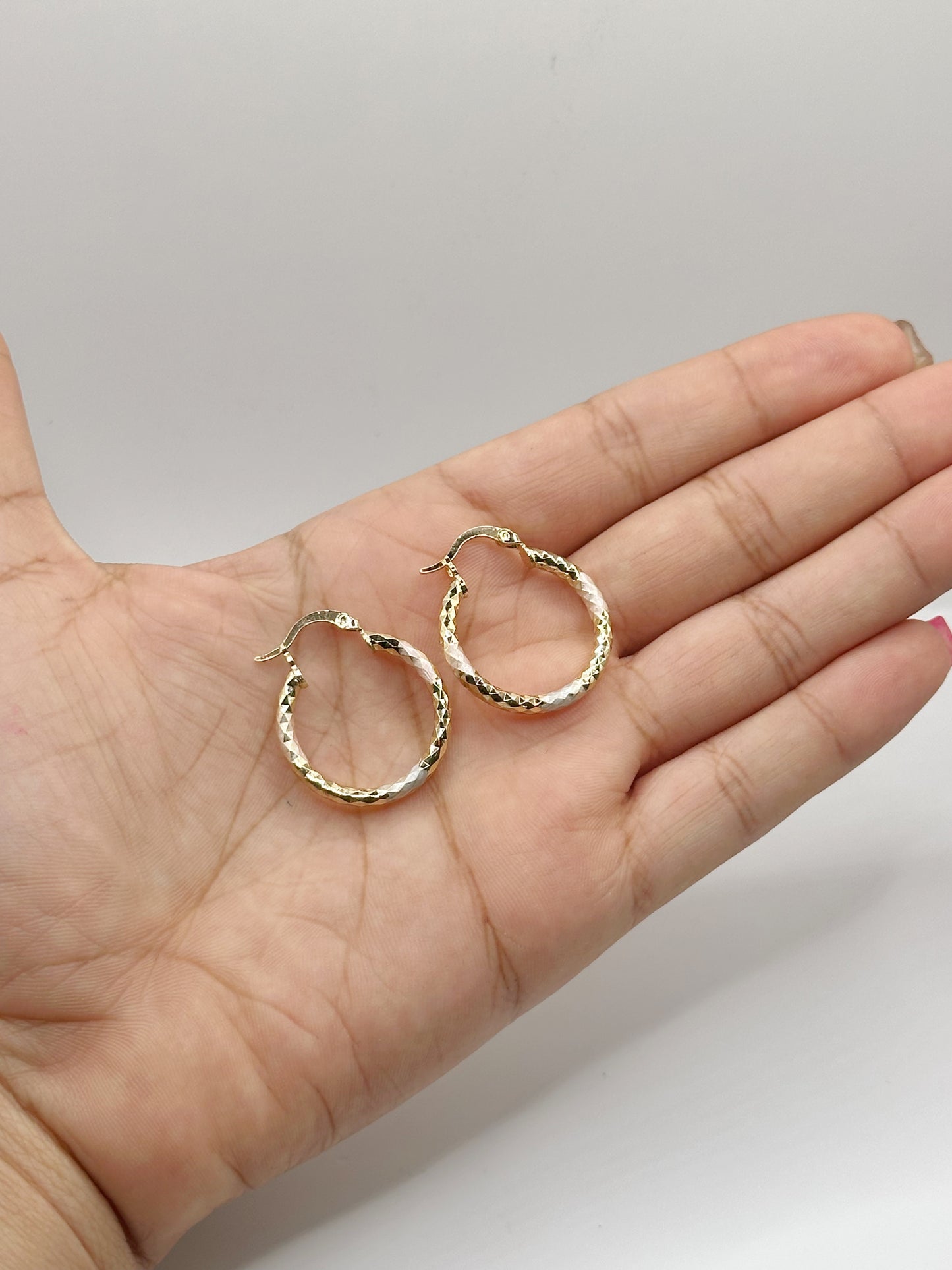 Small Hoop Tricolor Gold Filled Diamond Cutting Finish