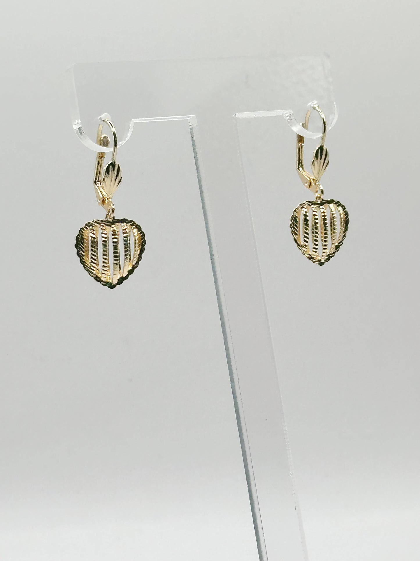 Dangle Earring Golden Finish Diamond Cutting Style Gold Filled