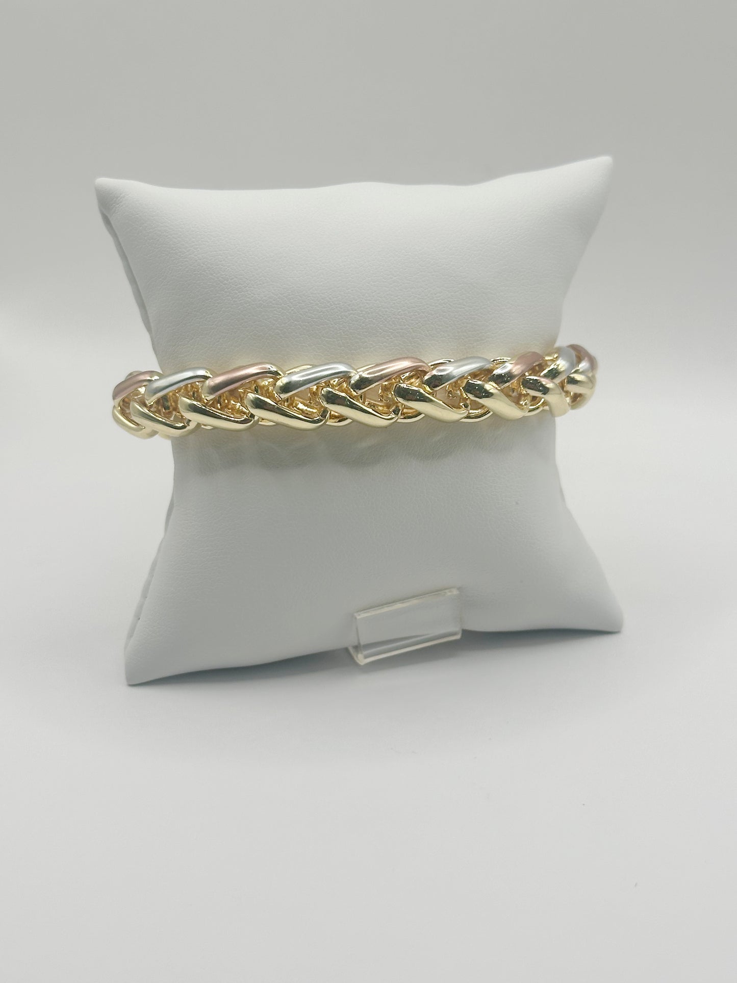 Chunky Design Bracelet Tricolor Polished Finish Gold Filled