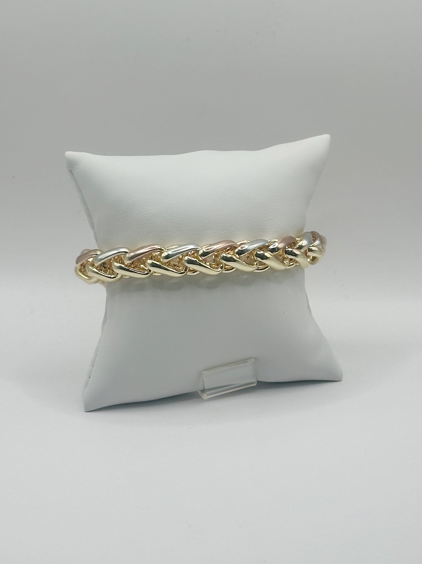Chunky Design Bracelet Tricolor Polished Finish Gold Filled