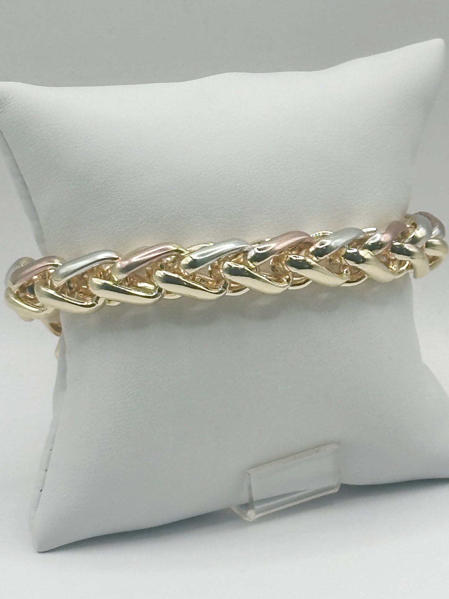 Chunky Design Bracelet Tricolor Polished Finish Gold Filled