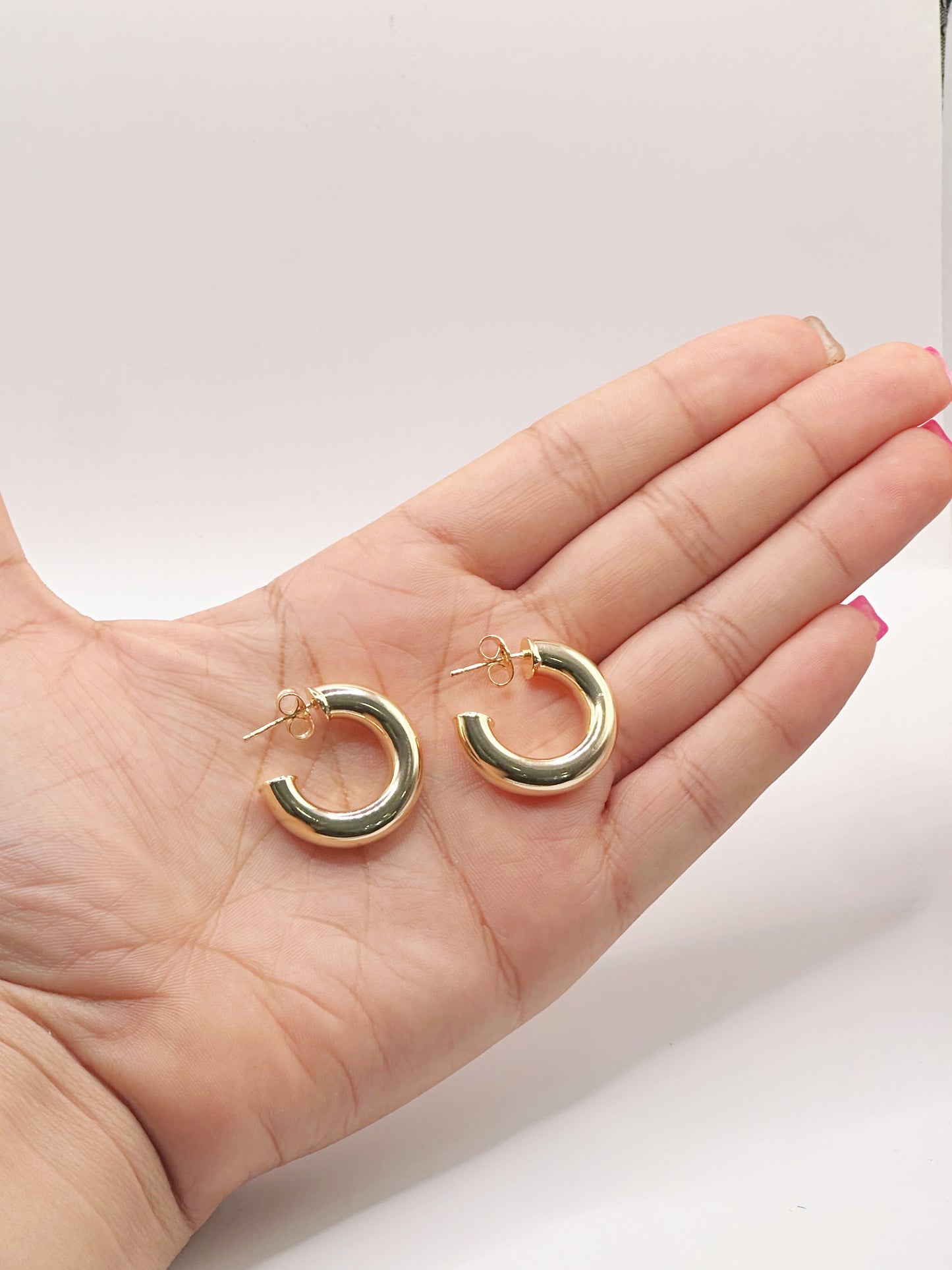 Meduim Hoop Chunky Style Gold Filled Stud Earring