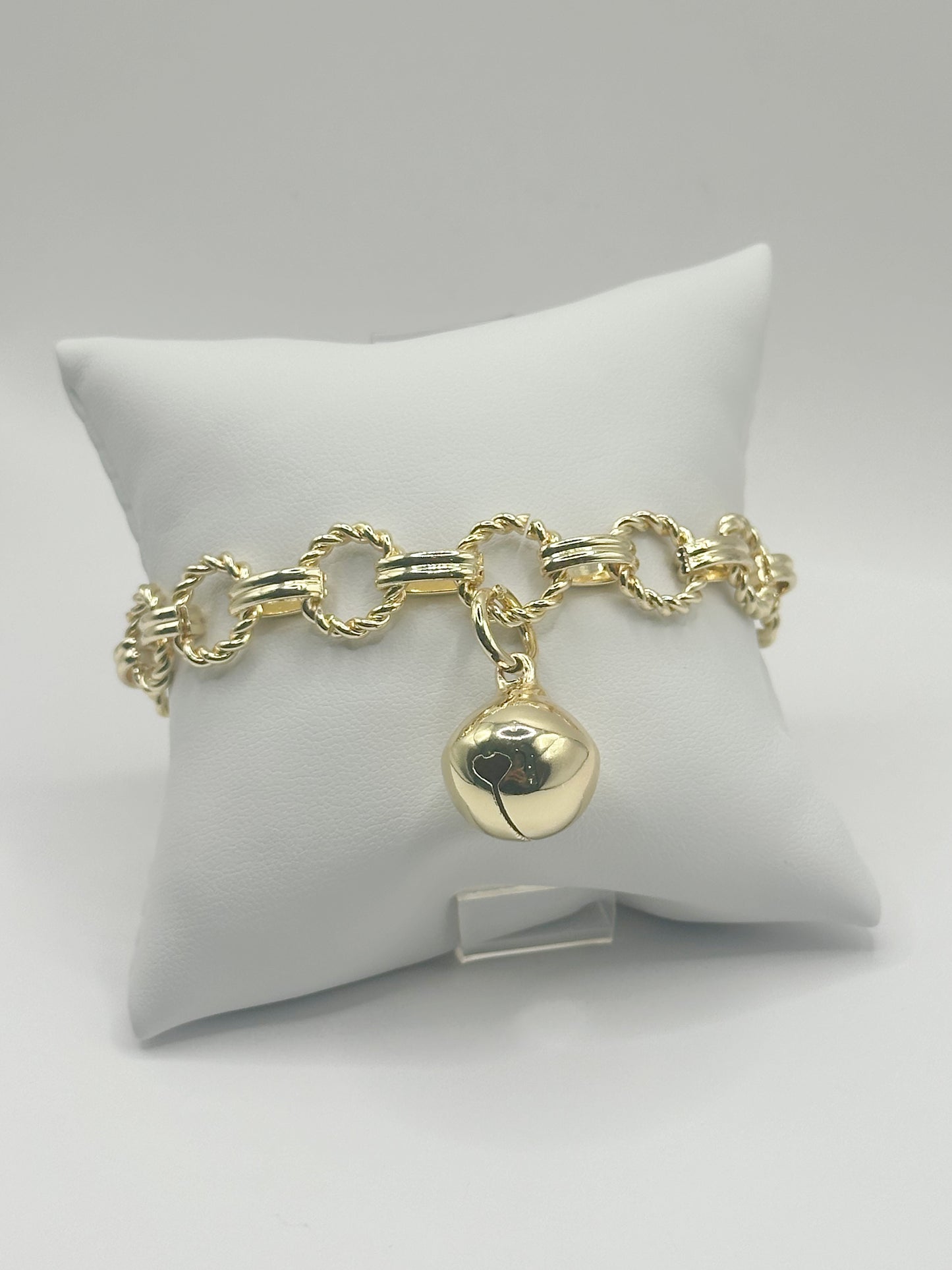 Chunky and Twist Style White Zirconia Bracelet Gold Filled