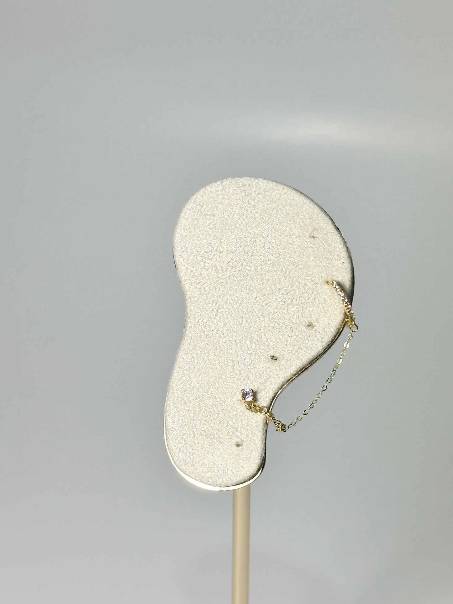 Piercing Cadena Colgante Zirconia Clear, Oro 14kt, Internal Thredded Closure