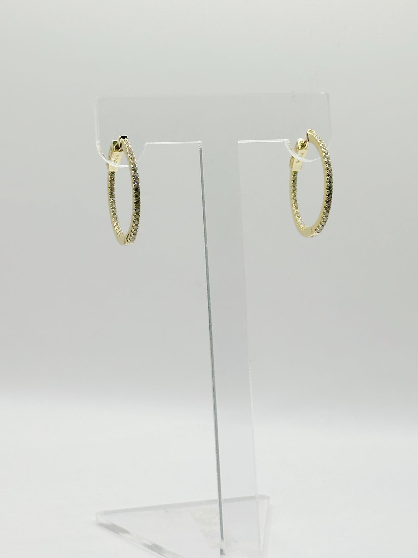 Pantallas Hoops, White Zirconia, In and Out, Plata 925, Gold Plated