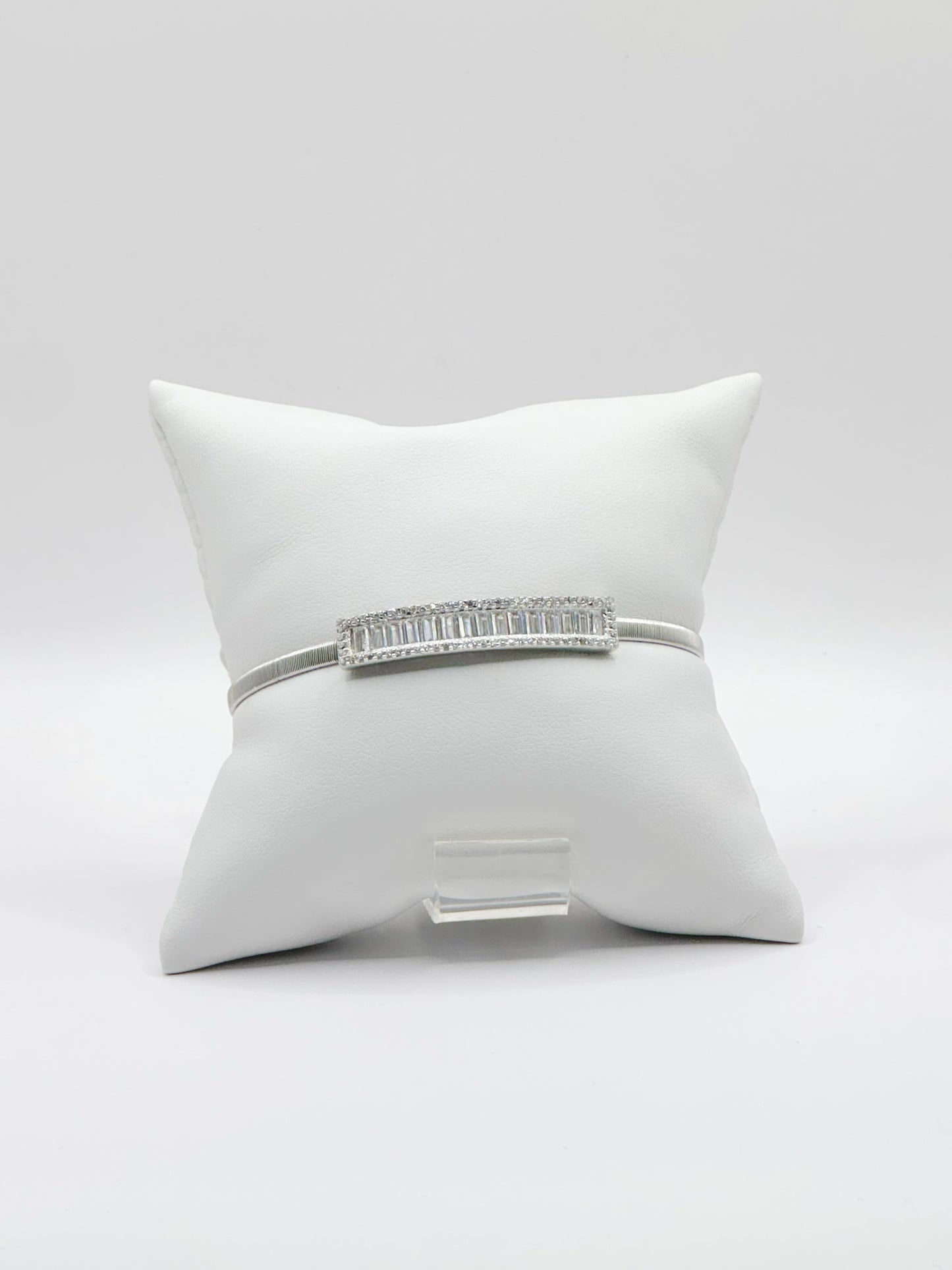 Pulsera Bangle Baguette White Zirconia, Plata 925, Rhodium Plated