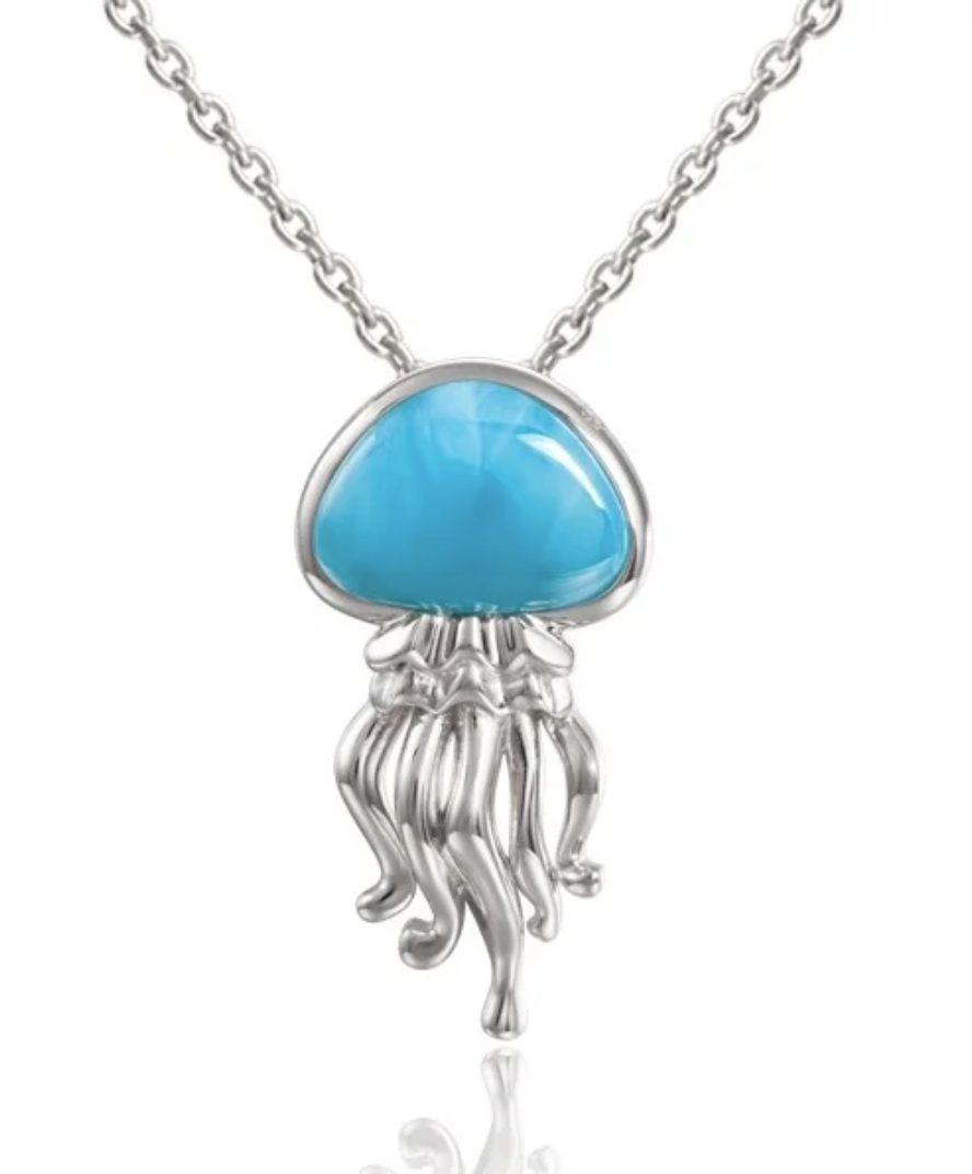 Larimar Jelly Fish Charm Necklace