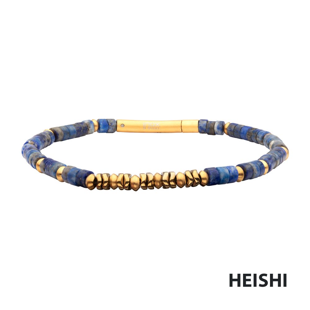 INOX SkyWeaver (Hematite / Lapis Lazuli) Heishi Bead Bracelet