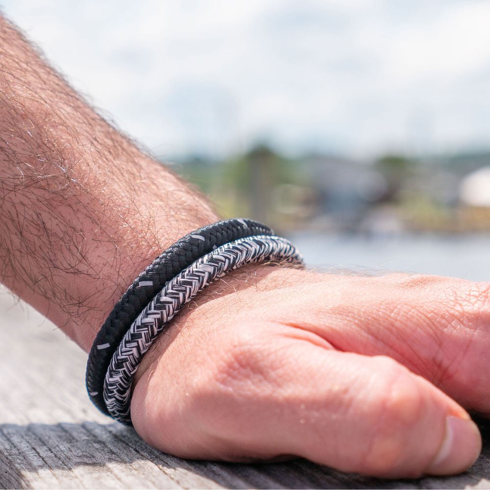 6mm Black & White Nylon Cord Bracelet
