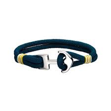 Blue Paracord Rope with Steel Anchor Clasp Bracelet
