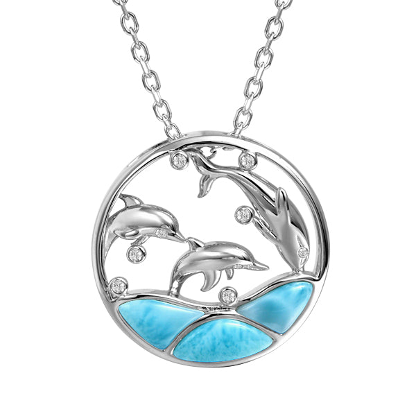 Larimar Dolphin Charm Necklace