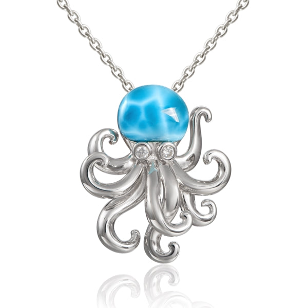 Larimar Octopus Charm Necklace