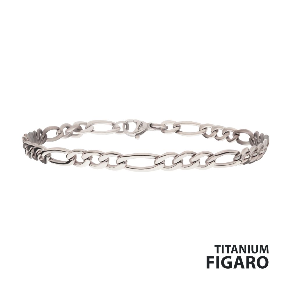 INOX 4.7mm Titanium Figaro Chain Bracelet