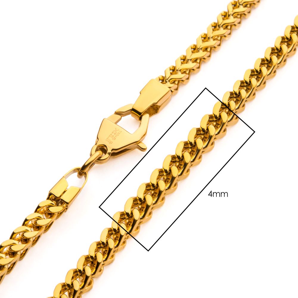 4mm 18Kt Gold IP Franco Chain Necklace