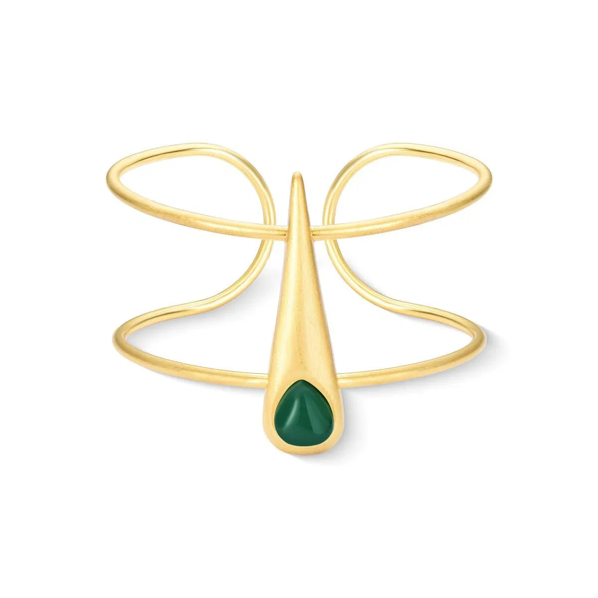 Possebon Joias Brazalete, Piedra Natural Cuarzo Verde, Brass Gold Plated