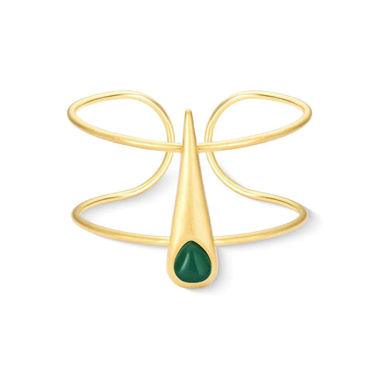 Possebon Joias Brazalete, Piedra Natural Cuarzo Verde, Brass Gold Plated