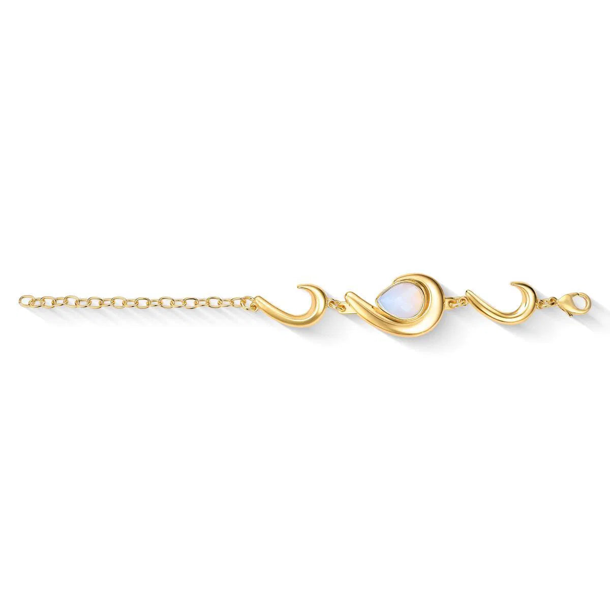 Possebon Joias Brazalete, Piedra Natural Porcelana Perla, Brass Gold Plated