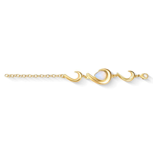 Possebon Joias Brazalete, Piedra Natural Porcelana Perla, Brass Gold Plated