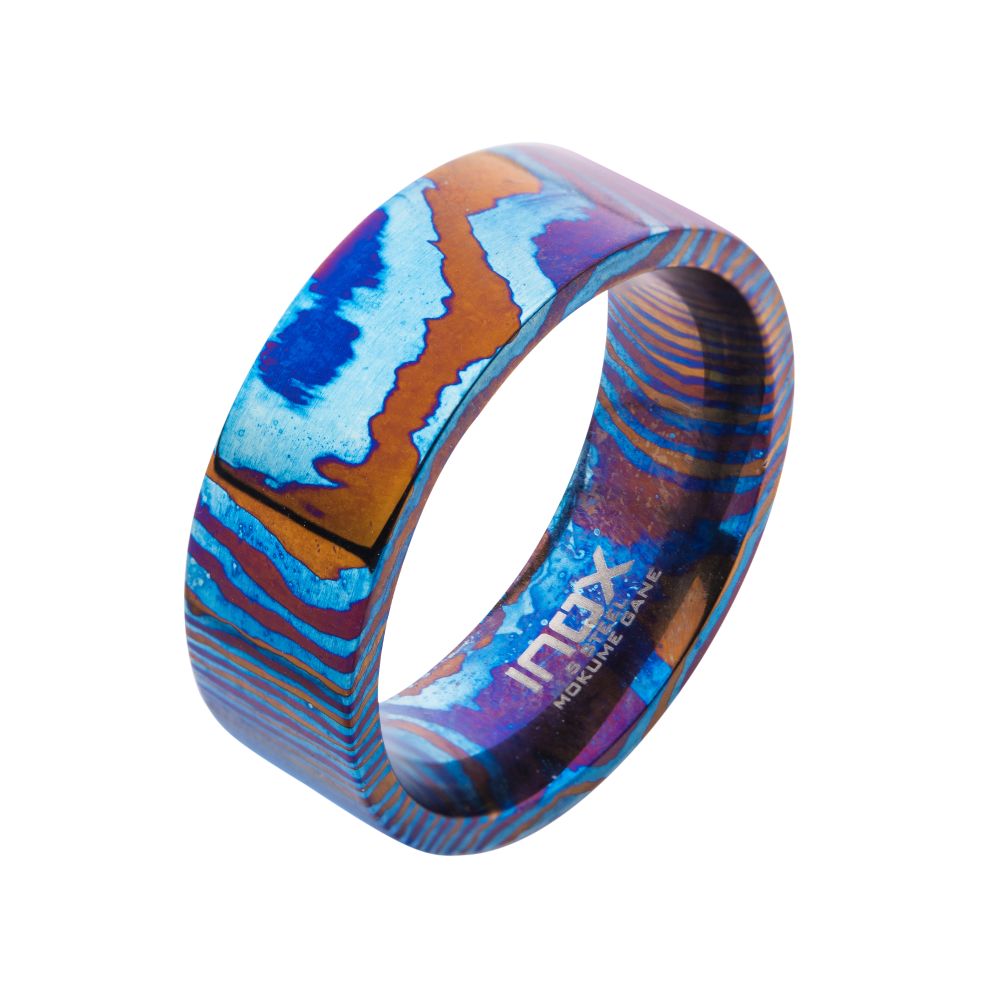 Raindrop Pattern Mokume Gane Inlay Titanium Ring