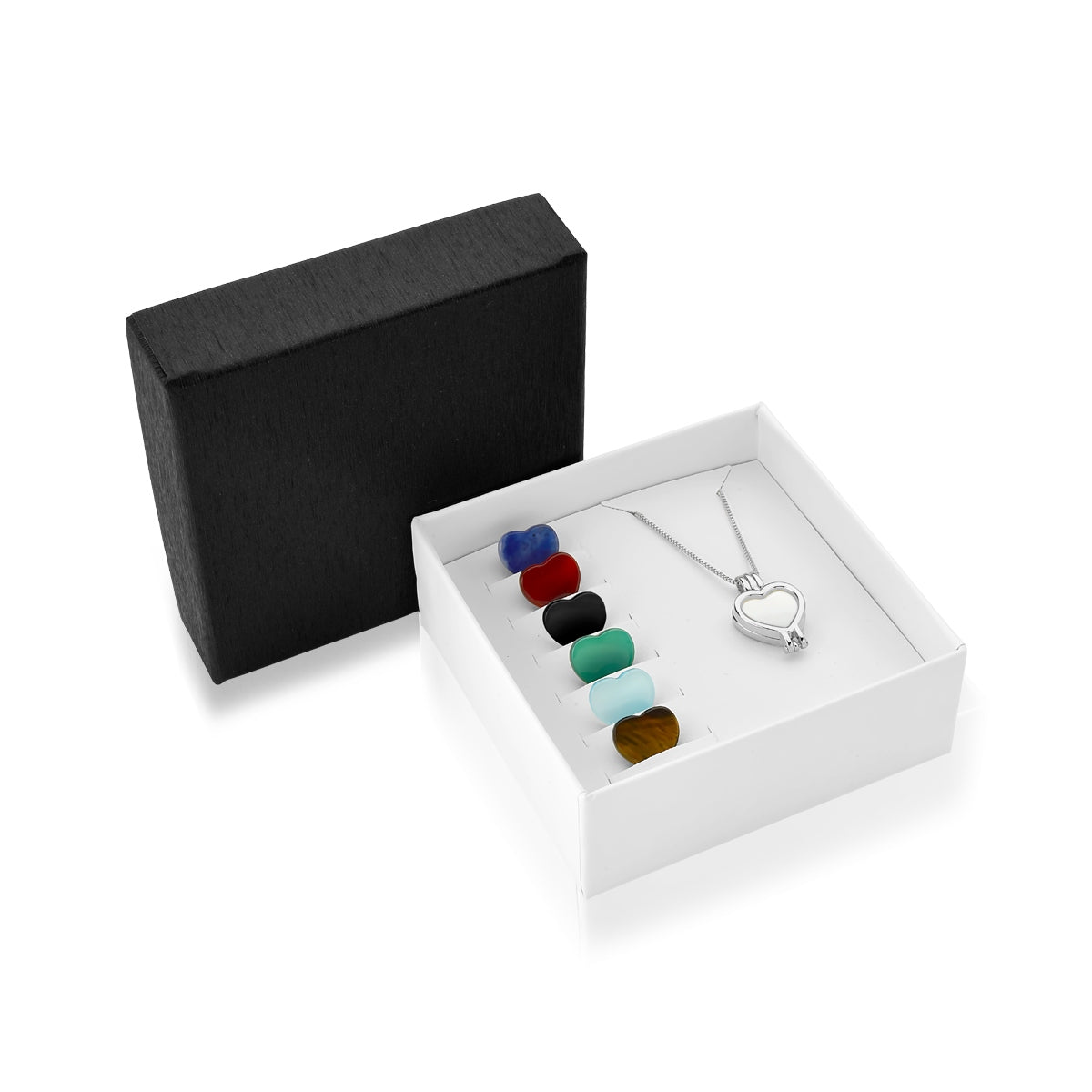 Possebon Joias Collar Charm Corazón Small, Piedra Natural Interchangeble, Brass Gold Plated