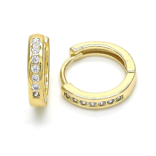 Huggies Small, Zirconias Clear, Gold Filled
