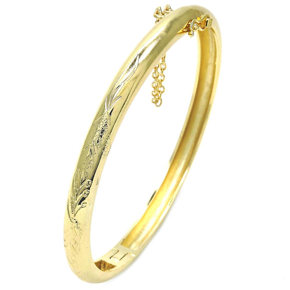 Pulsera Bangle, Relieve "X", Gold Filled 6mm