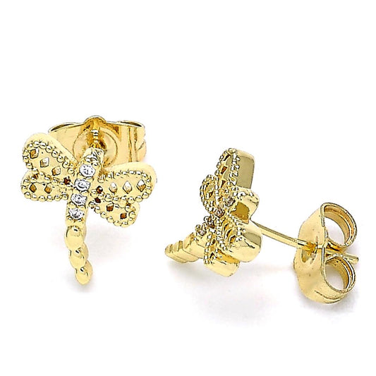 Pantallas Stud Libélula, Gold Filled, Cierre "Pushback"