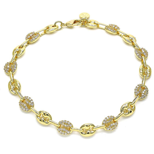 Tobillera "Gucci Puff"Fancy , 8mm, Gold Filled