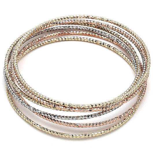 Pulsera Bangles Paquete, Diamond Cut Finas, Tri- Color, Gold Filled