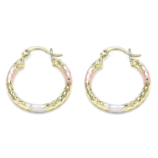 Small Hoop Tricolor Gold Filled Diamond Cutting Finish