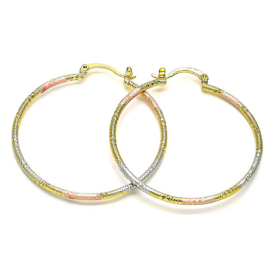 Pantallas Hoops Finas Tri-Color, Gold Filled
