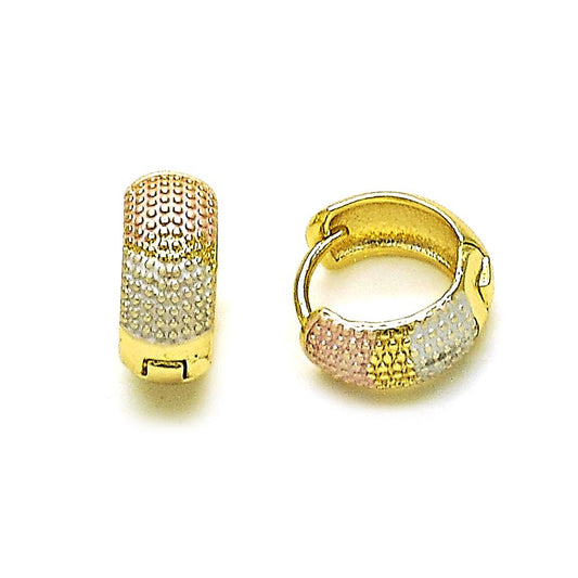 Huggies Tricolor Small, Micro Pave, Gold Filled